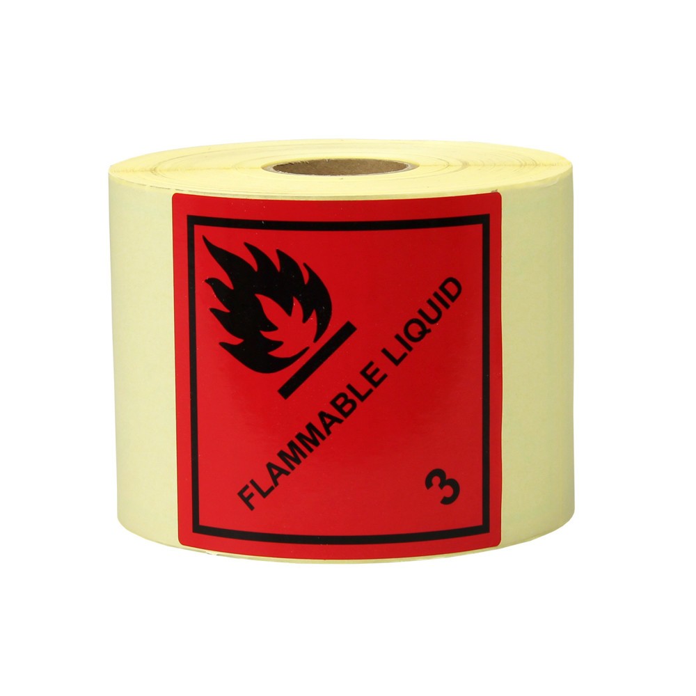 Produktabbildung: Gefahrgut-Etiketten, 100 x 100 mm, Aufdruck/Symbol, "Flammable Liquid"