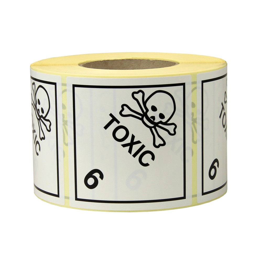 Produktabbildung: Gefahrgut-Etiketten, 100 x 100 mm, aus Papier, mit Aufdruck/Symbol, "Toxic"