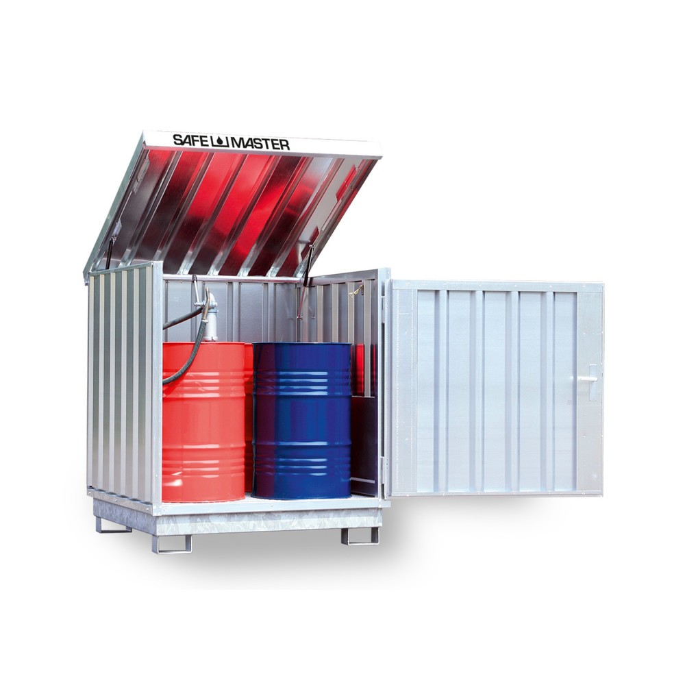 Produktabbildung: SAFE Master® Gefahrstoff-Depot, verzinkt, 4x 200 l, HxBxT 1.610 x 1.420 x 1.490 mm
