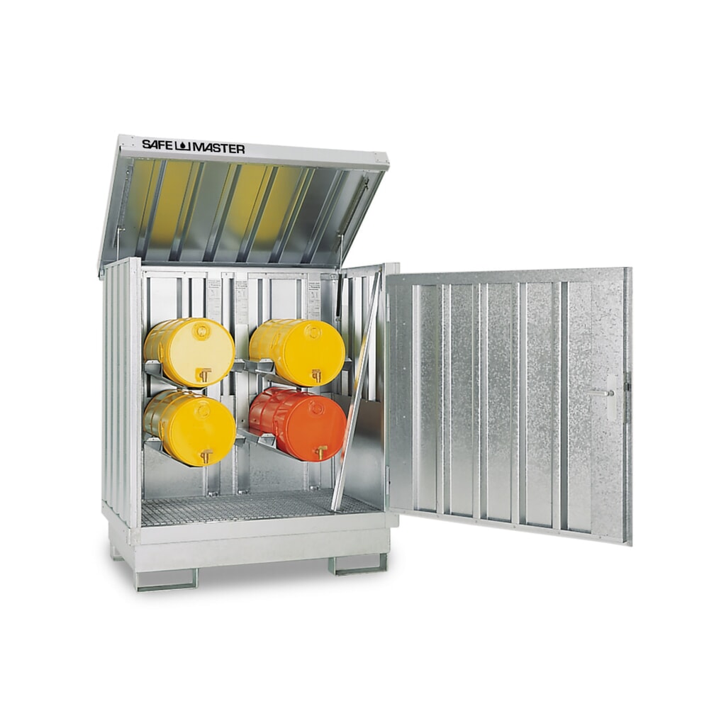 SAFE Master® Gefahrstoff-Depot, verzinkt und lackiert, 2x 200 l, HxBxT 1.685 x 1.420 x 1.080 mm, lichtgrau Produktabbildung: SAFE Master® Gefahrstoff-Depot, verzinkt und lackiert, 2x 200 l, HxBxT 1.685 x 1.420 x 1.080 mm, lichtgrau