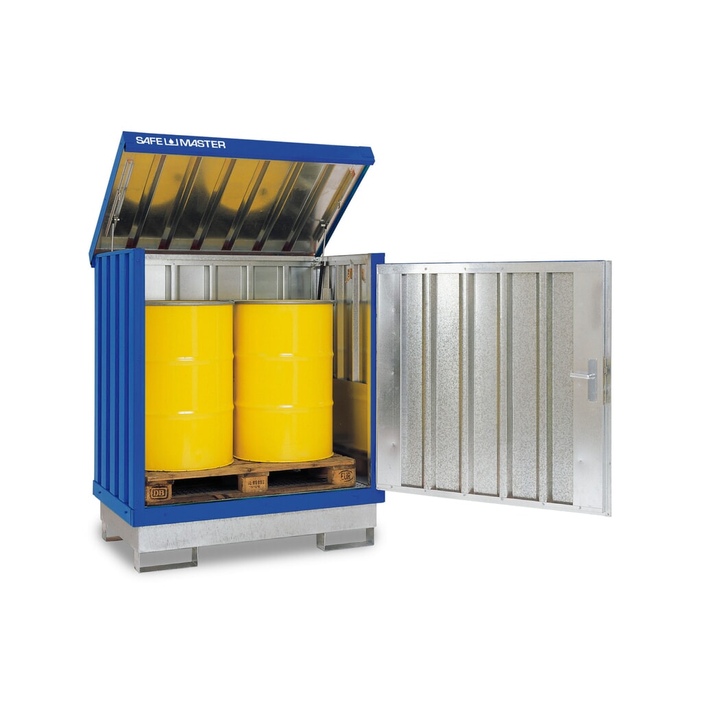 Produktabbildung: SAFE Master® Gefahrstoff-Depot, verzinkt und lackiert, 2x 200 l, HxBxT 1.685 x 1.420 x 1.080 mm, enzianblau