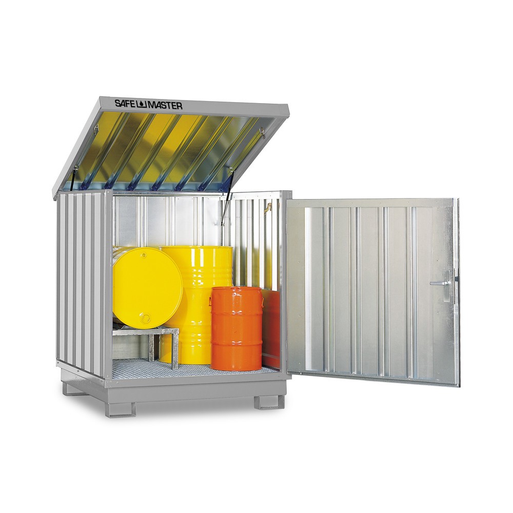 Produktabbildung: SAFE Master® Gefahrstoff-Depot, verzinkt und lackiert, 4x 200 l, HxBxT 1.610 x 1.420 x 1.490 mm, lichtgrau