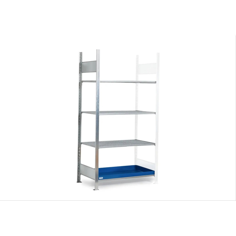 Produktabbildung: Gefahrstoffregal GRG 1060, 3 Gitterroste, 1 Auffangwanne à 30 l, FL 200 kg, Anbaufeld