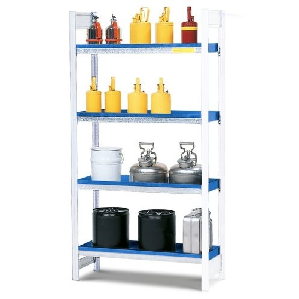 Produktabbildung: Gefahrstoffregal GRW 1040, 4 Stahlwannen à 20 l, FL 200 kg, Anbaufeld