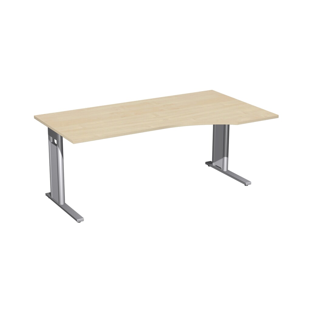 Geramöbel Büro-Schreibtisch Profi, C-Fuß-Gestell, PC-Form-Tischplatte rechts, BxT 1.800 x 1.000 mm, Ahorn Produktabbildung: Geramöbel Büro-Schreibtisch Profi, C-Fuß-Gestell, PC-Form-Tischplatte rechts, BxT 1.800 x 1.000 mm, Ahorn