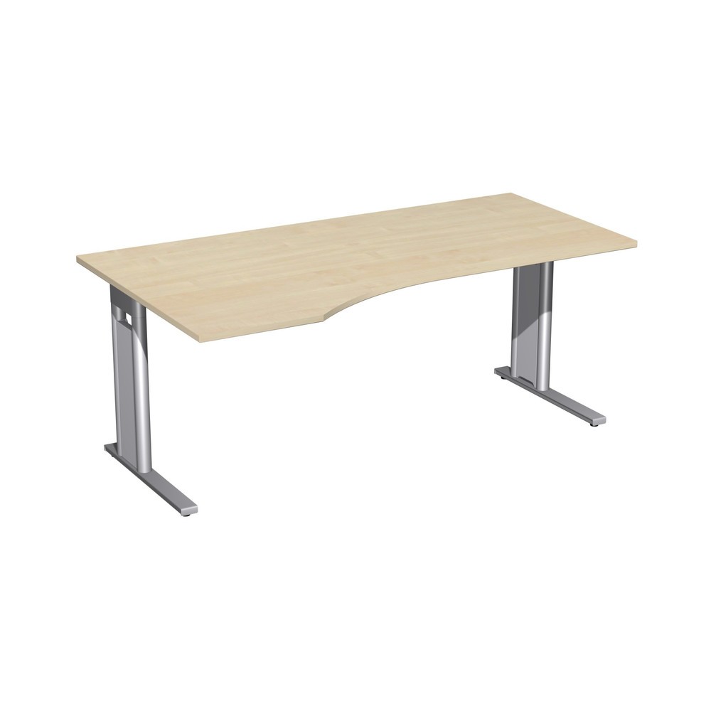 Produktabbildung: Geramöbel Büro-Schreibtisch Profi, C-Fuß-Gestell, PC-Form-Tischplatte links, BxT 1.800 x 1.000 mm, Ahorn