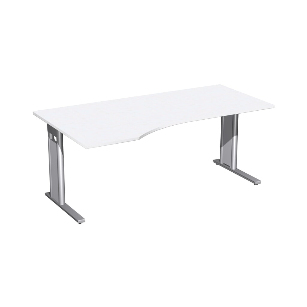 Geramöbel Büro-Schreibtisch Profi, C-Fuß-Gestell, PC-Form-Tischplatte links, BxT 1.800 x 1.000 mm, weiß Produktabbildung: Geramöbel Büro-Schreibtisch Profi, C-Fuß-Gestell, PC-Form-Tischplatte links, BxT 1.800 x 1.000 mm, weiß