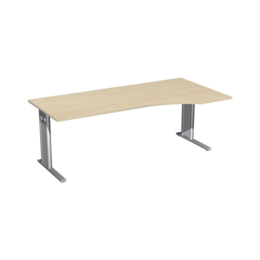 Geramöbel Büro-Schreibtisch Profi, C-Fuß-Gestell, PC-Form-Tischplatte rechts, BxT 2.000 x 1.000 mm, Ahorn Produktabbildung: Geramöbel Büro-Schreibtisch Profi, C-Fuß-Gestell, PC-Form-Tischplatte rechts, BxT 2.000 x 1.000 mm, Ahorn