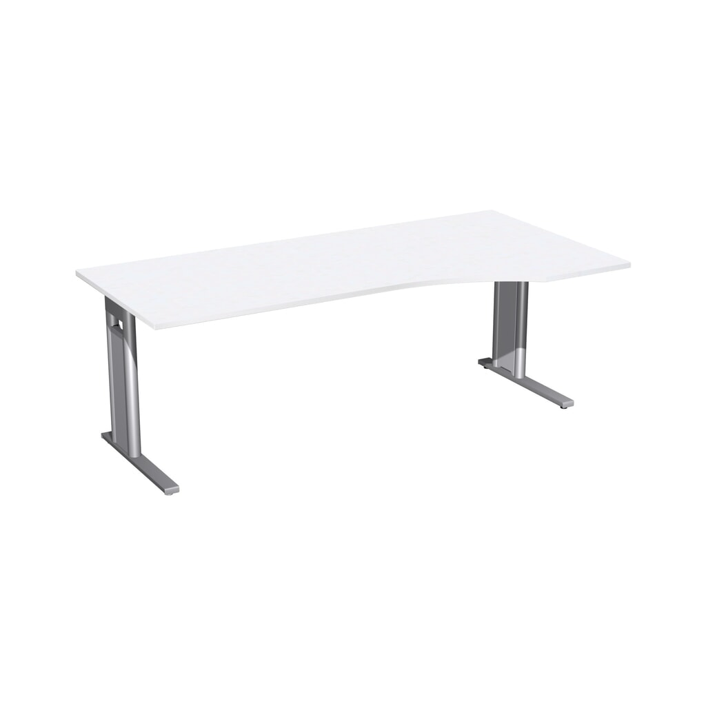 Produktabbildung: Geramöbel Büro-Schreibtisch Profi, C-Fuß-Gestell, PC-Form-Tischplatte rechts, BxT 2.000 x 1.000 mm, weiß