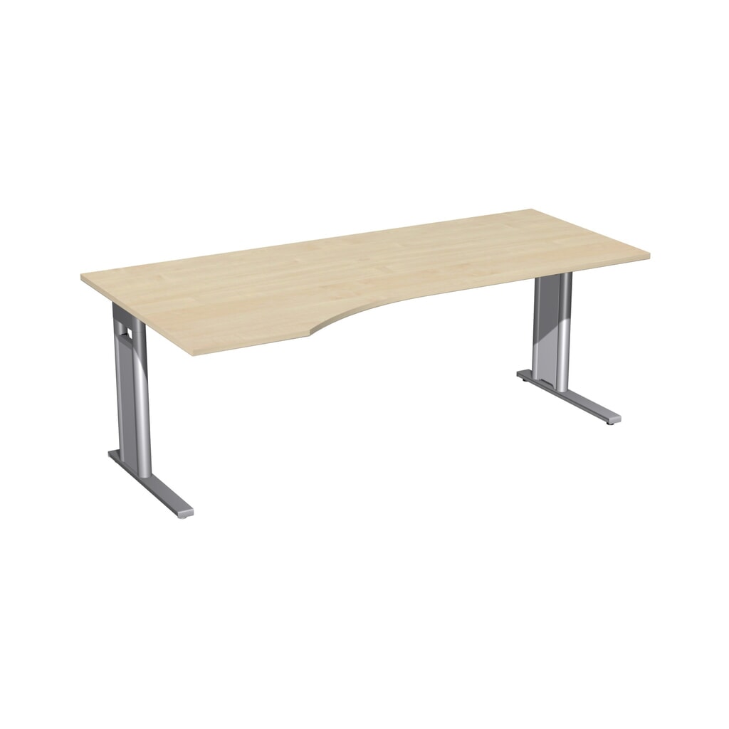 Produktabbildung: Geramöbel Büro-Schreibtisch Profi, C-Fuß-Gestell, PC-Form-Tischplatte links, BxT 2.000 x 1.000 mm, Ahorn