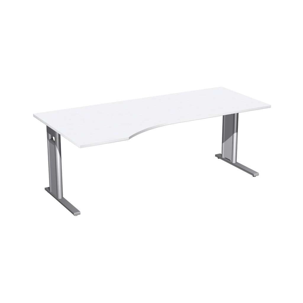 Geramöbel Büro-Schreibtisch Profi, C-Fuß-Gestell, PC-Form-Tischplatte links, BxT 2.000 x 1.000 mm, weiß Produktabbildung: Geramöbel Büro-Schreibtisch Profi, C-Fuß-Gestell, PC-Form-Tischplatte links, BxT 2.000 x 1.000 mm, weiß