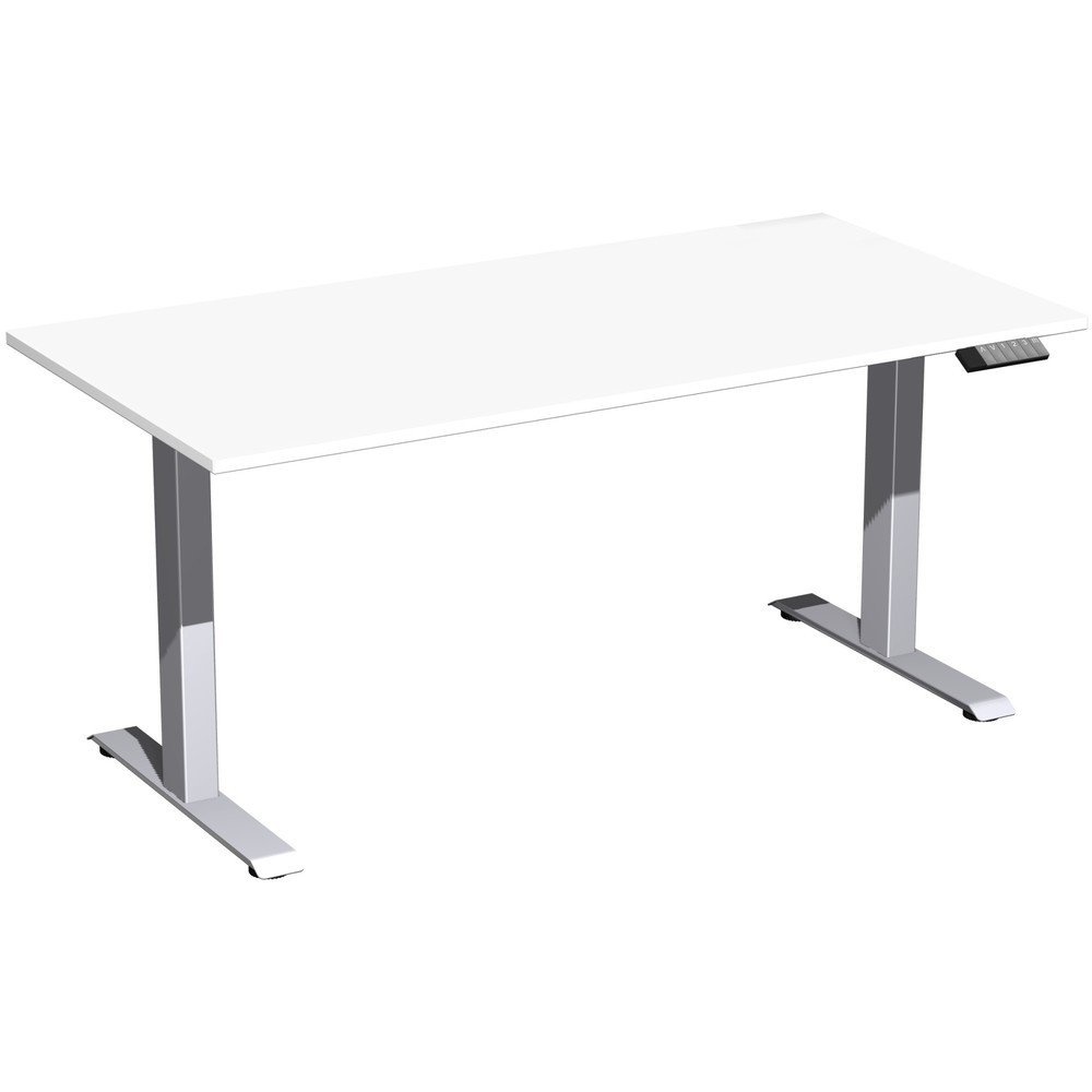 Produktabbildung Nr. 1: Geramöbel Schreibtisch Elevate Plus, elektrisch höhenverstellbar, HxBxT 630-1.280 x 1.600 x 800 mm, weiß/silber