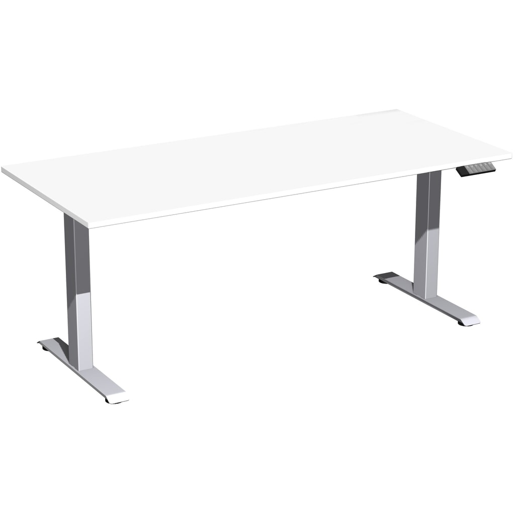 Geramöbel Schreibtisch Elevate Plus, elektrisch höhenverstellbar, HxBxT 630-1.280 x 1.800 x 800 mm, weiß/silber Produktabbildung: Geramöbel Schreibtisch Elevate Plus, elektrisch höhenverstellbar, HxBxT 630-1.280 x 1.800 x 800 mm, weiß/silber