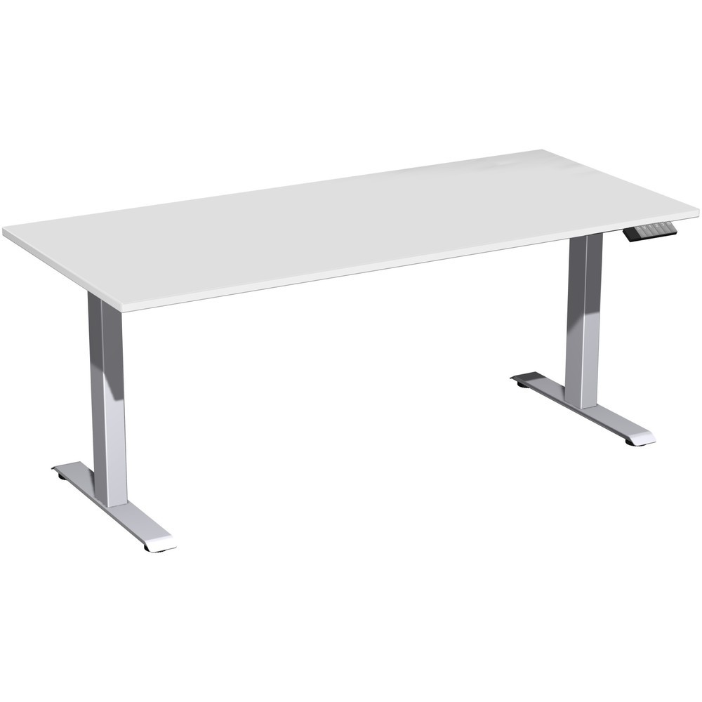Produktabbildung: Geramöbel Schreibtisch Elevate Plus, elektrisch höhenverstellbar, HxBxT 630-1.280 x 1.800 x 800 mm, lichtgrau/silber