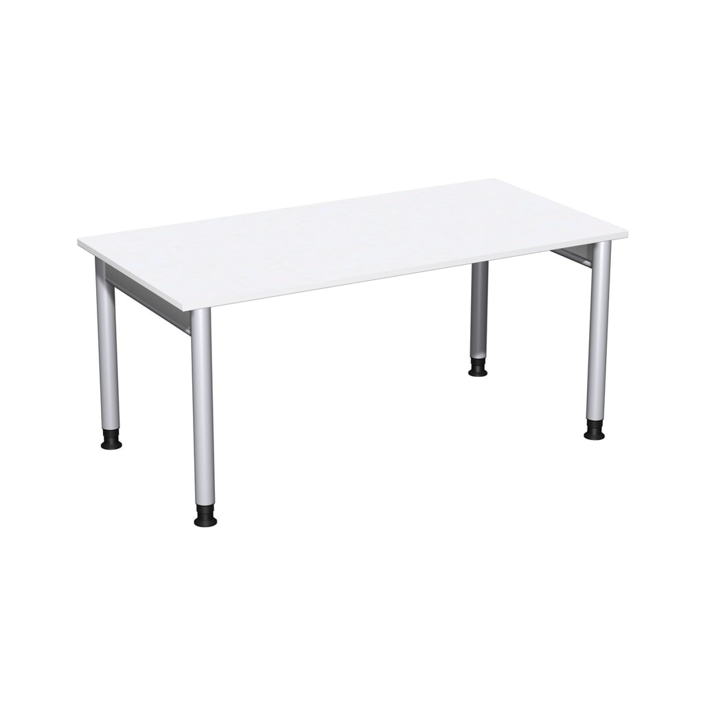 Geramöbel Manuell höhenverstellbarer Schreibtisch Profi, 4-Fuß-Gestell, BxT 1.600 x 800 mm, weiß Produktabbildung: Geramöbel Manuell höhenverstellbarer Schreibtisch Profi, 4-Fuß-Gestell, BxT 1.600 x 800 mm, weiß