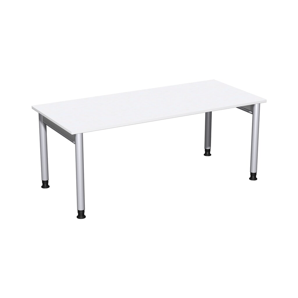 Produktabbildung: Geramöbel Manuell höhenverstellbarer Schreibtisch Profi, 4-Fuß-Gestell, BxT 1.800 x 800 mm, weiß