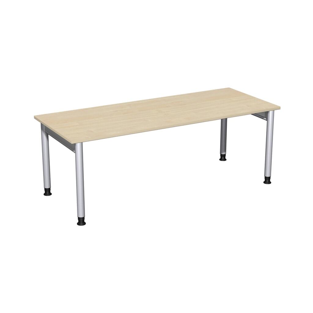 Produktabbildung: Geramöbel Manuell höhenverstellbarer Schreibtisch Profi, 4-Fuß-Gestell, BxT 2.000 x 800 mm, Ahorn