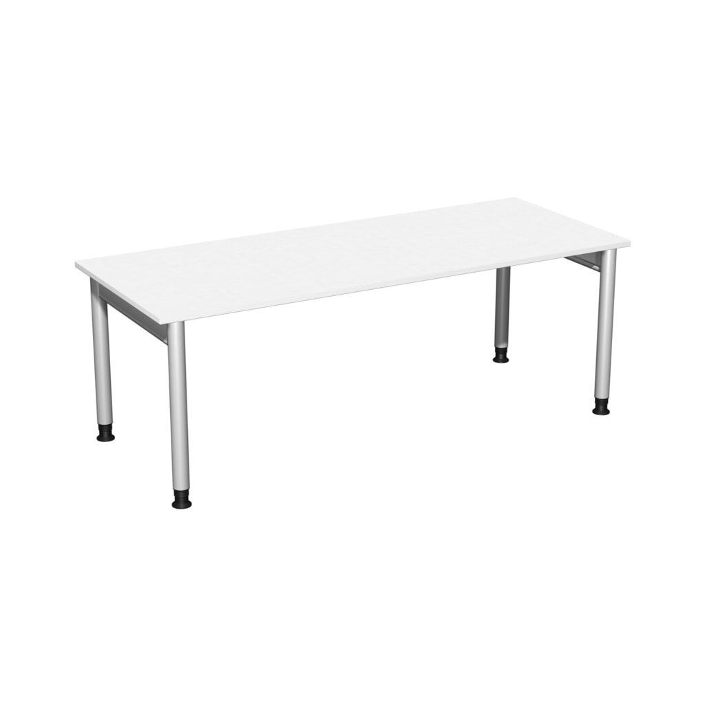 Produktabbildung: Geramöbel Manuell höhenverstellbarer Schreibtisch Profi, 4-Fuß-Gestell, BxT 2.000 x 800 mm, weiß