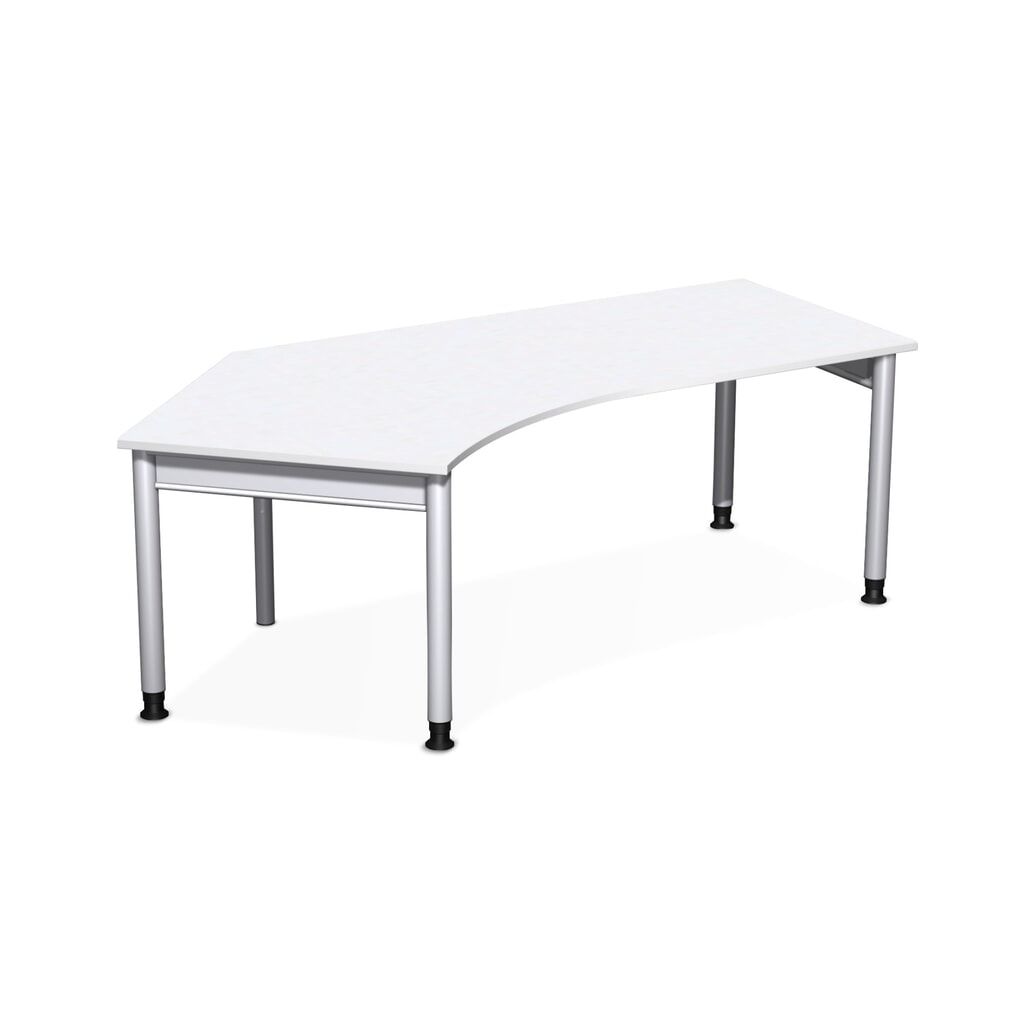 Geramöbel Manuell höhenverstellbarer Schreibtisch Profi, Freiform-Tischplatte 135° links, 4-Fuß-Gestell, BxT 2.166 x 1.130 mm, weiß Produktabbildung: Geramöbel Manuell höhenverstellbarer Schreibtisch Profi, Freiform-Tischplatte 135° links, 4-Fuß-Gestell, BxT 2.166 x 1.130 mm, weiß
