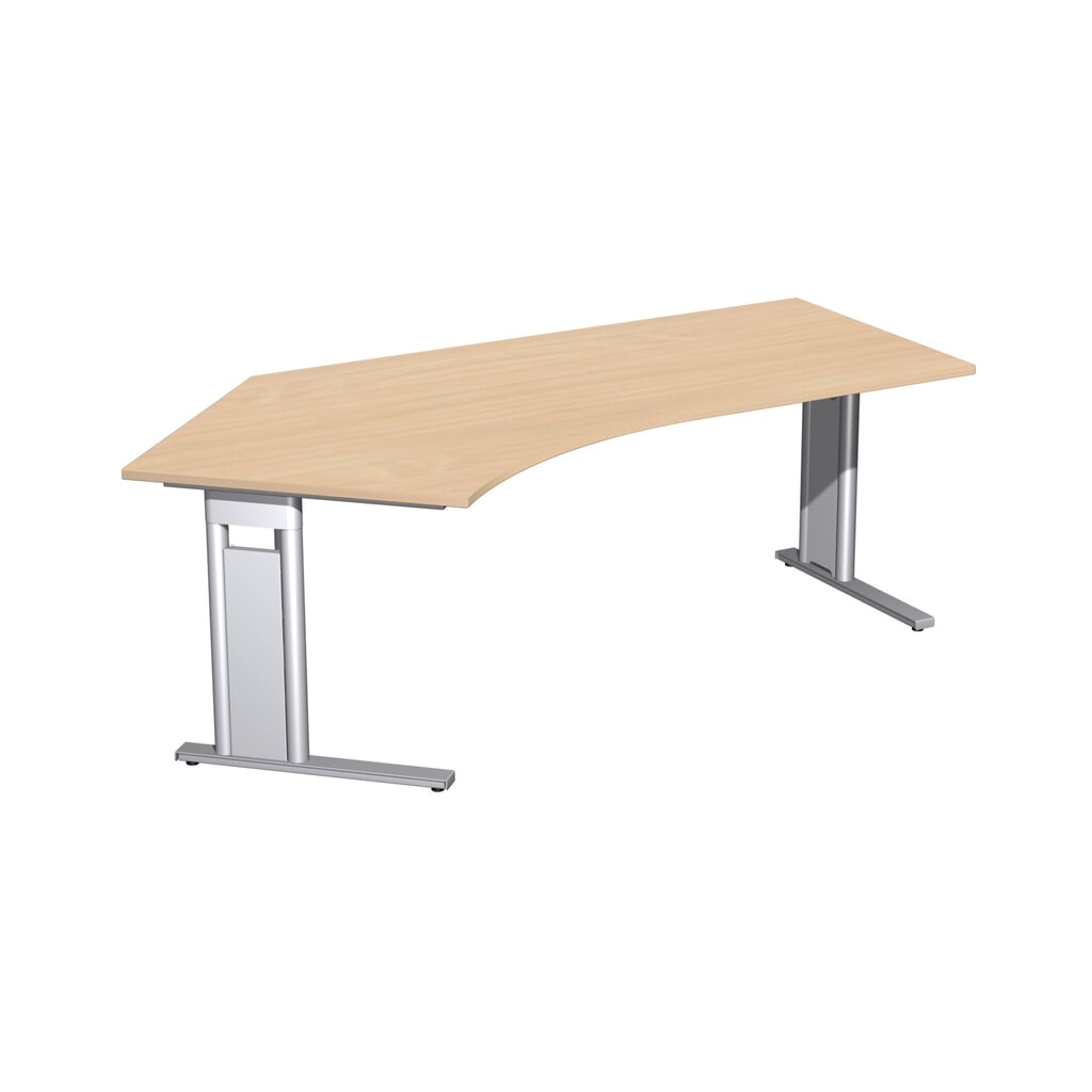 Geramöbel Büro-Schreibtisch Profi, Freiform-Tischplatte 135° links, C-Fuß-Gestell, BxT 2.166 x 1.130 mm, Buche Produktabbildung: Geramöbel Büro-Schreibtisch Profi, Freiform-Tischplatte 135° links, C-Fuß-Gestell, BxT 2.166 x 1.130 mm, Buche