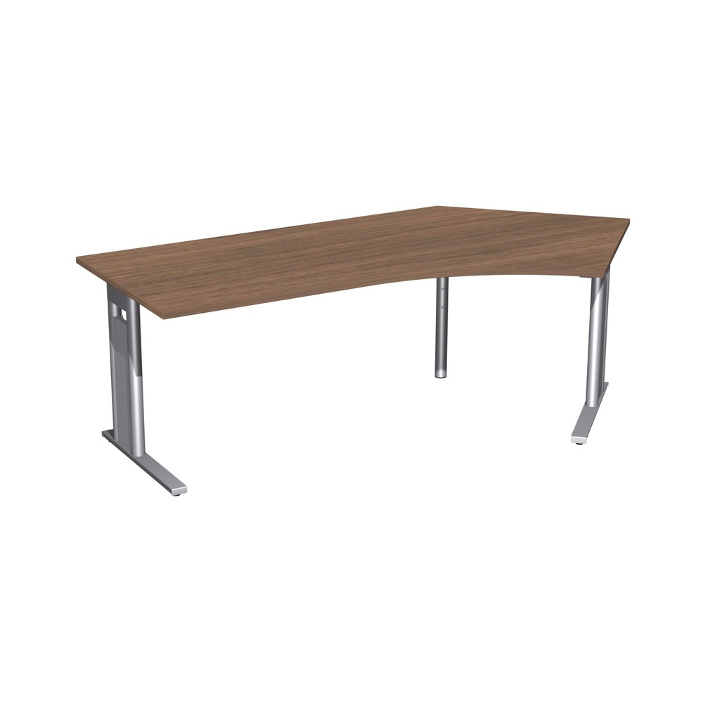 Produktabbildung Nr. 1: Geramöbel Büro-Schreibtisch Profi, Freiform-Tischplatte 135° rechts, C-Fuß-Gestell, BxT 2.166 x 1.130 mm, Nussbaum