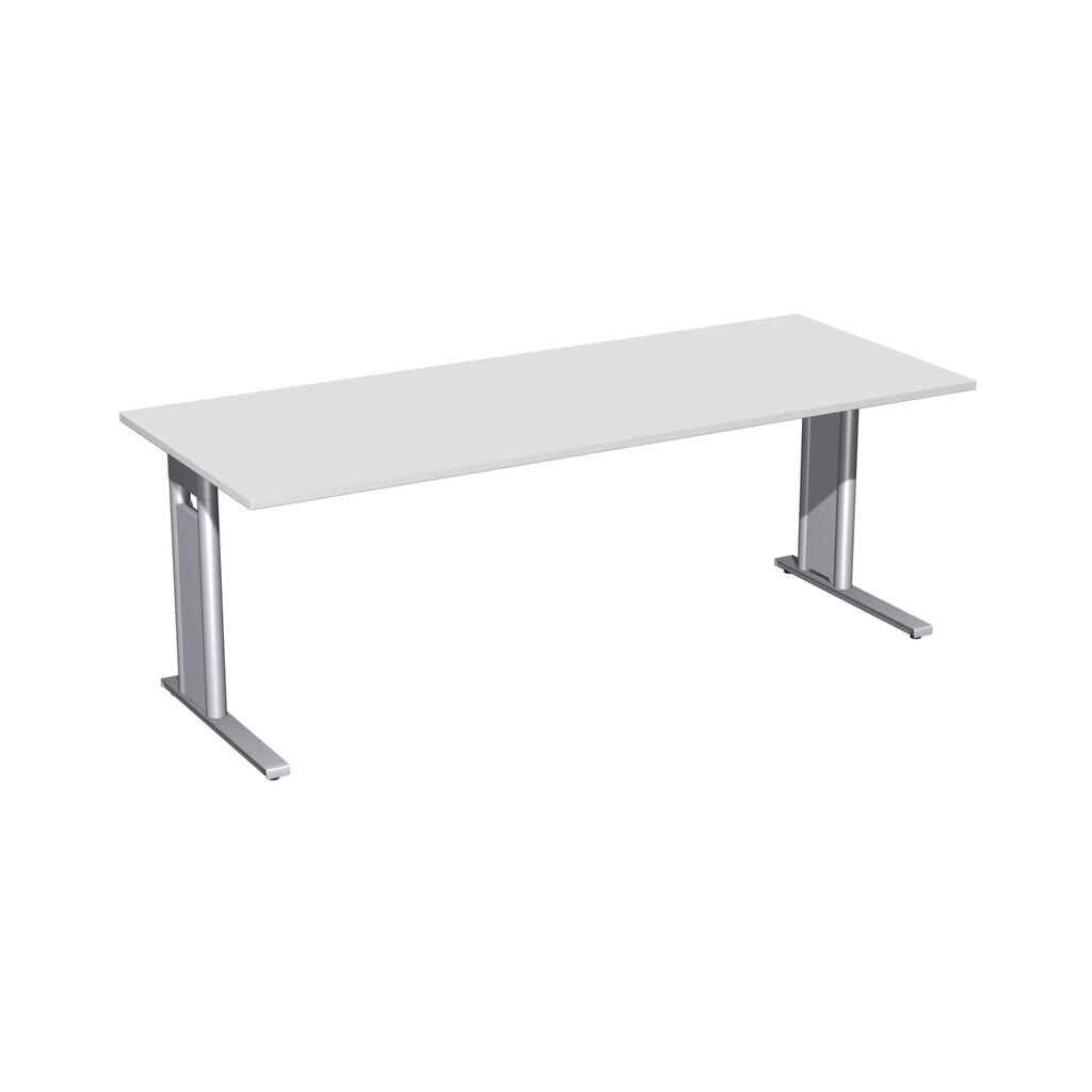 Geramöbel Büro-Schreibtisch Profi, C-Fuß-Gestell, BxT 2.000 x 800 mm, lichtgrau Produktabbildung: Geramöbel Büro-Schreibtisch Profi, C-Fuß-Gestell, BxT 2.000 x 800 mm, lichtgrau