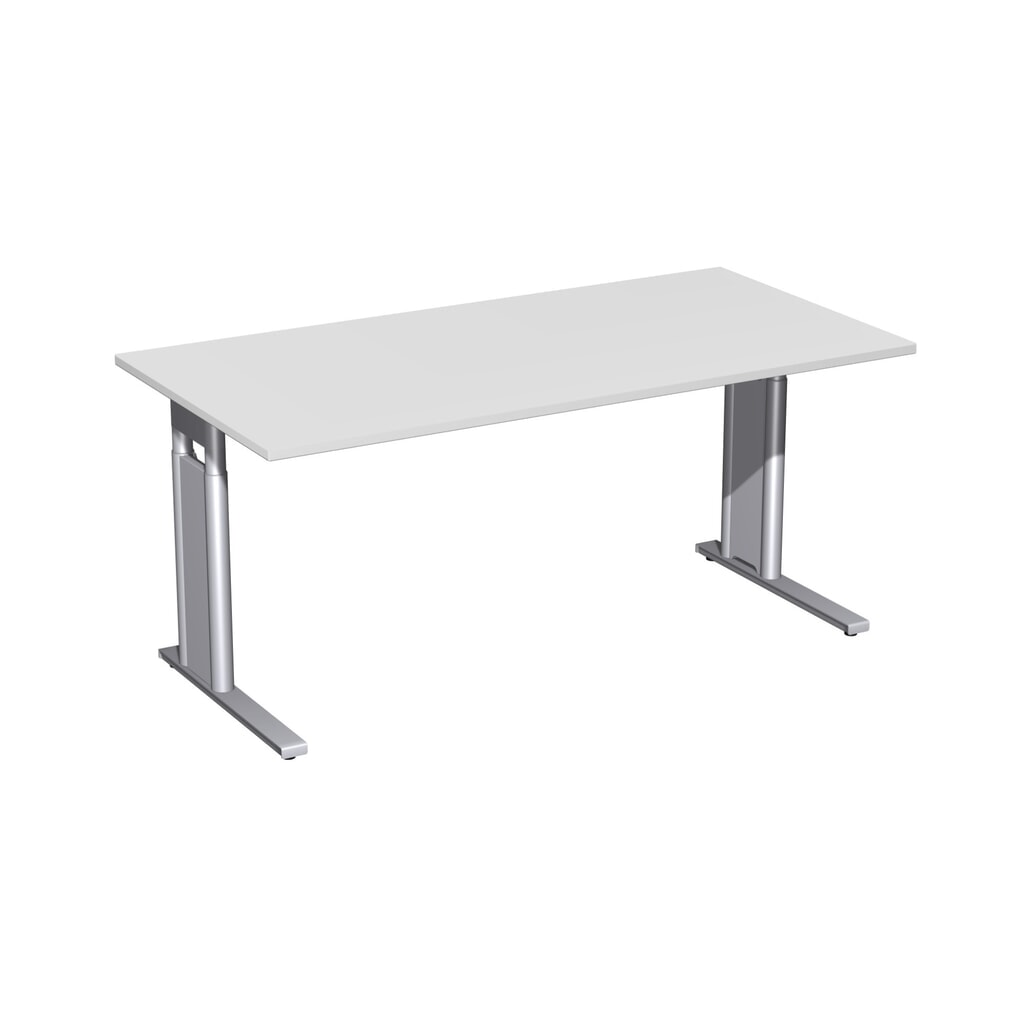 Produktabbildung: Geramöbel Manuell höhenverstellbarer Schreibtisch Profi, C-Fuß-Gestell, BxT 1.600 x 800 mm, lichtgrau