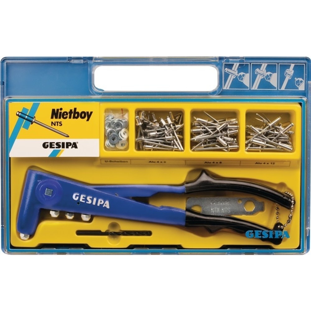 Produktabbildung: Blindnietsortiment Nietboy 135tlgZange NTS uBlindniete D4mm iKuKoffer
