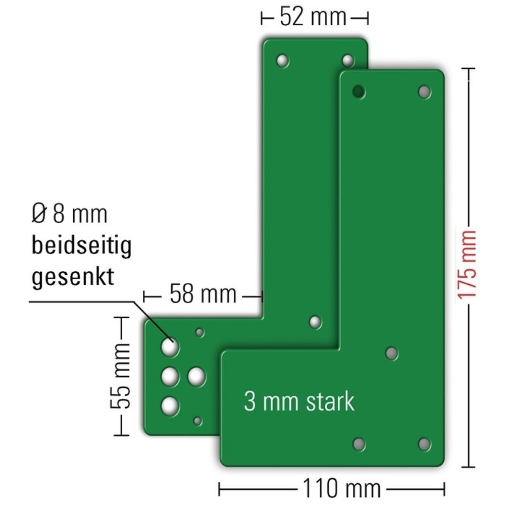 Produktabbildung: GFS Montageplatte 901 - / 991 470, Schwenk-Türwächter DIN links / rechts, Montage an Glastüren, L175xB110mm