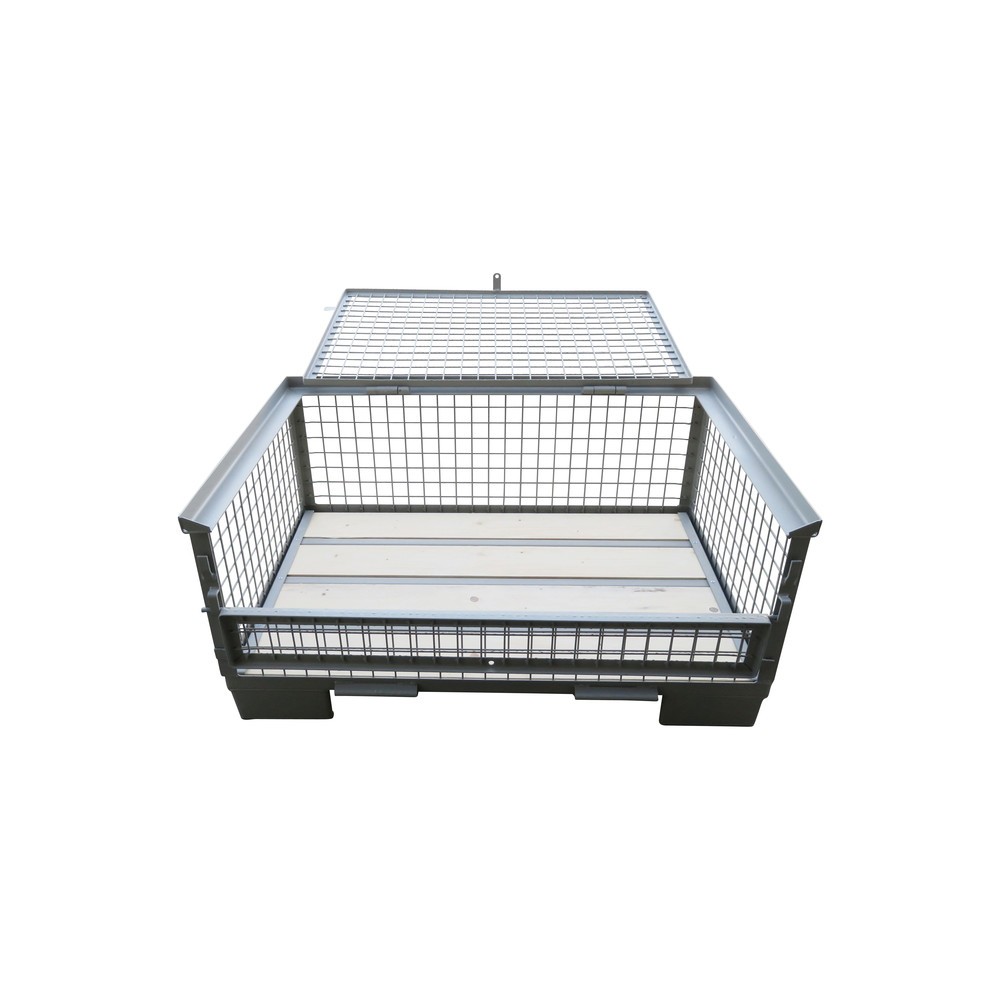 Produktabbildung Nr. 3: Gitterbox, mit Deckel, Längswand halb abklappbar, Nutzhöhe 400 mm