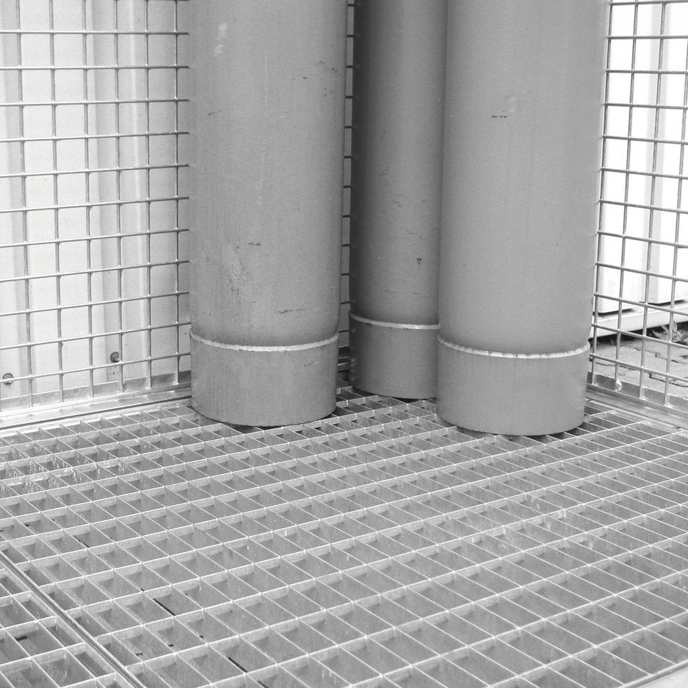 Produktabbildung: Gitterrostboden für Bauer® Gasflaschen-Container, BxT 2.400 x 1.500 mm