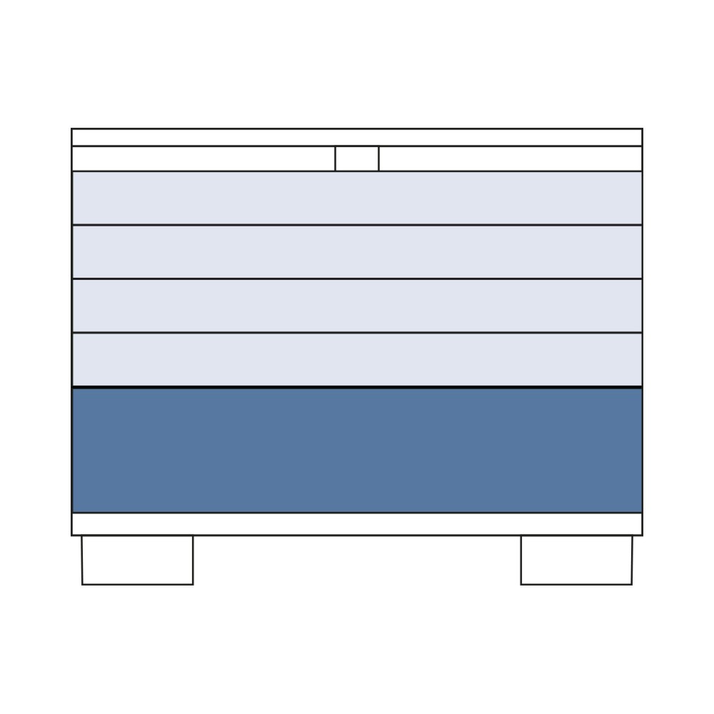 Produktabbildung: Gitty Schubladenschrank, HxBxT 1.010 x 1.250 x 860 mm, mit 5 mm Schubladen, 4x Größe XS, 1x Größe M