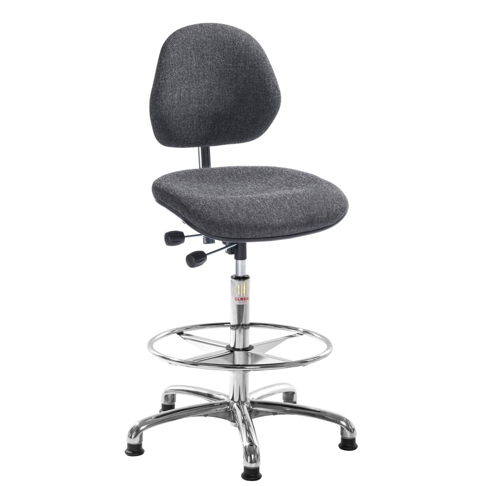 Produktabbildung: Global Stole A/S ESD-Stuhl Aktiv Euromatic, Stoffpolster, Sitzhöhe 650-910 mm, Fußring, Bodengleiter