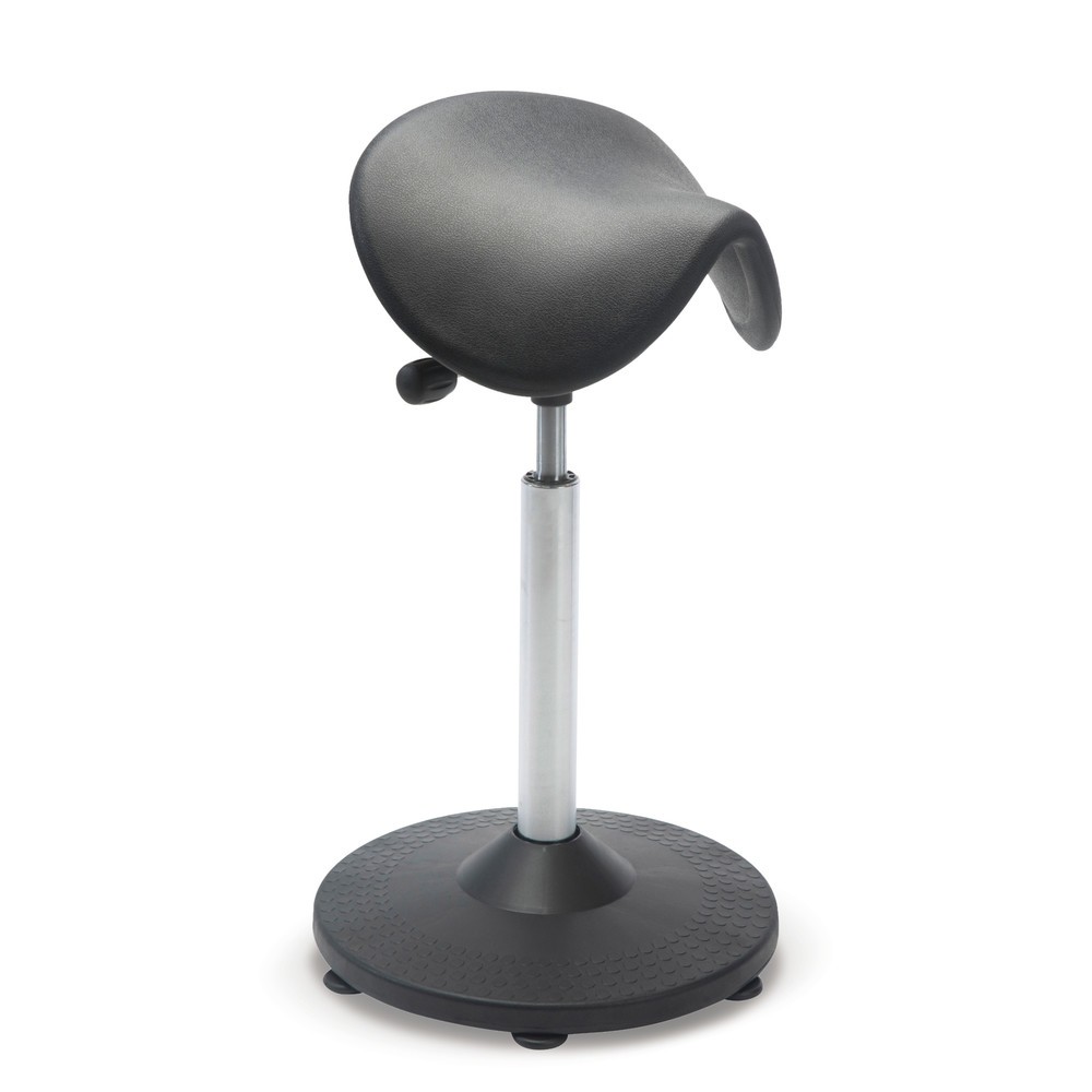 Produktabbildung Nr. 1: Global Stole A/S Hocker Ergonomic, PU-Sattelsitz, Sitzhöhe 660-920 mm, Sitzneigeverstellung, Trompetenfuß, Bodengleiter, schwarz