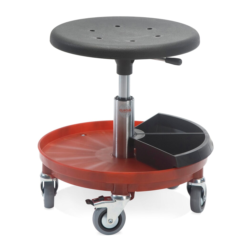 Produktabbildung: Global Stole A/S Hocker, PU-Formsitz Ø 400 mm, Sitzhöhe 320-390 mm, Tellerfuß
