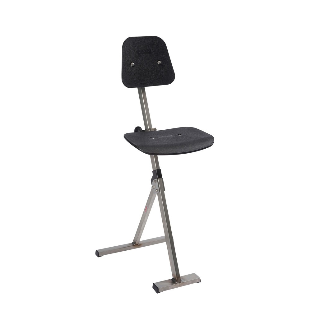 Produktabbildung: Global Stole A/S Stehhilfe Solid, Inox, Sitzhöhe 500-850 mm, Sitz u. Rückenlehne aus Kunststoff