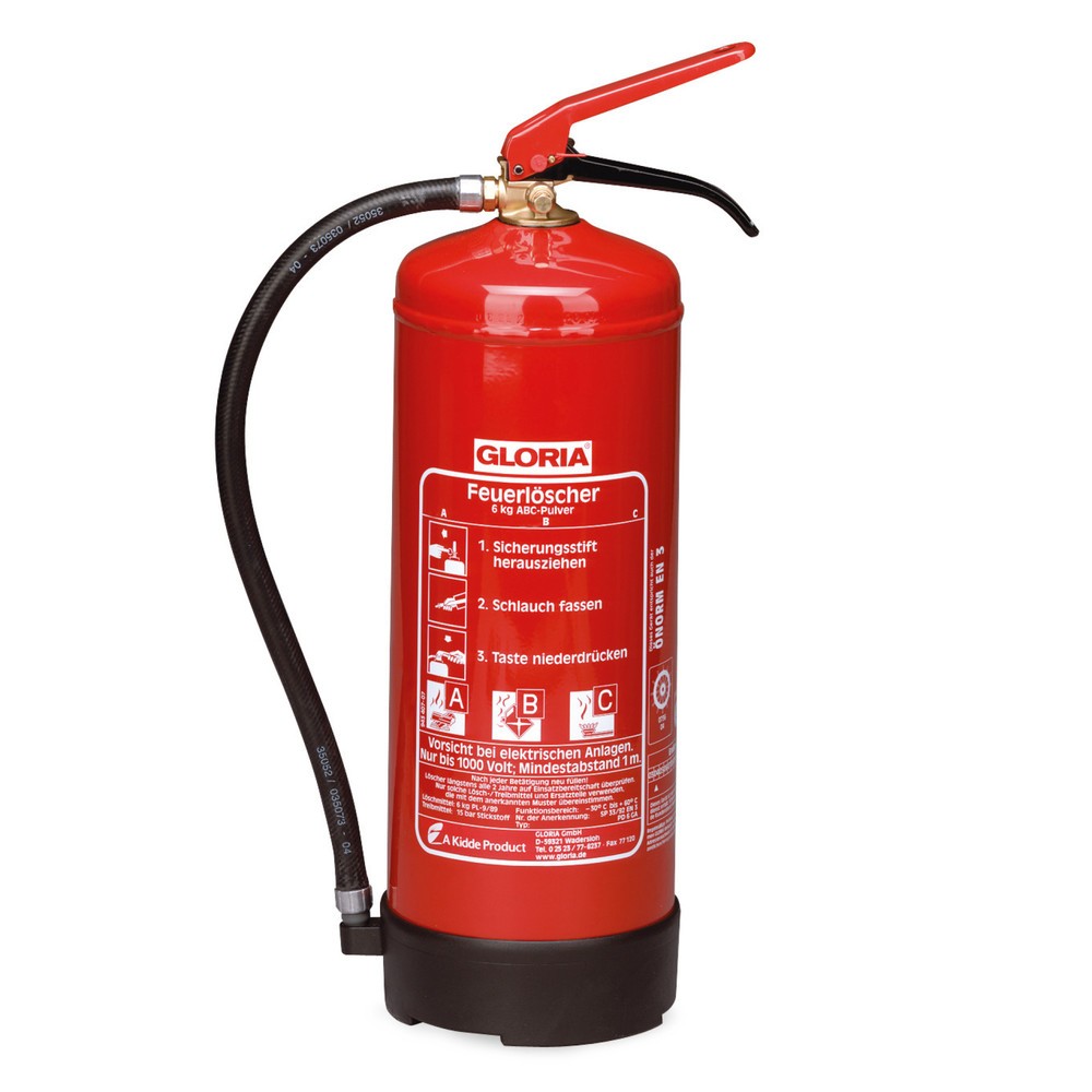 Produktabbildung: GLORIA® Feuerlöscher PD, ABC-Pulver, Inhalt 6 kg