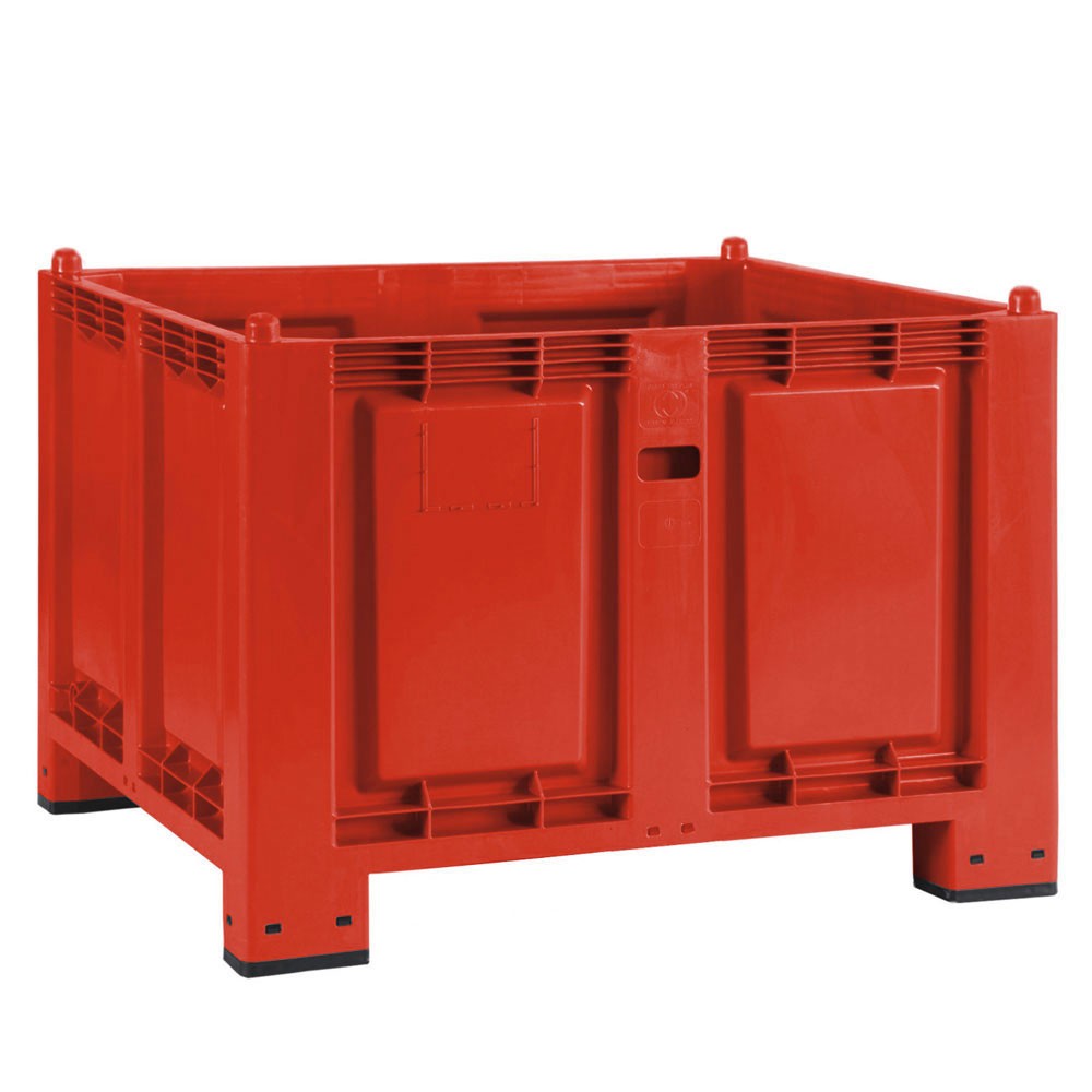 Produktabbildung: Großbehälter aus Polypropylen, 550 Liter, mit Füßen, rot