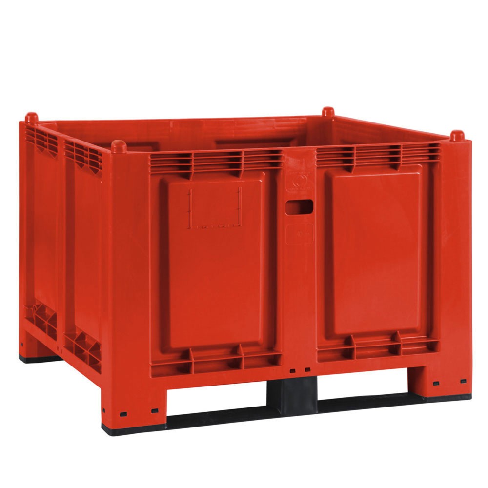 Produktabbildung: Großbehälter aus Polypropylen, 550 Liter, mit Kufen, rot