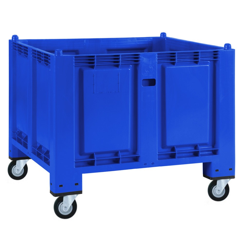 Produktabbildung: Großbehälter aus Polypropylen, 550 Liter, mit Rollen, blau