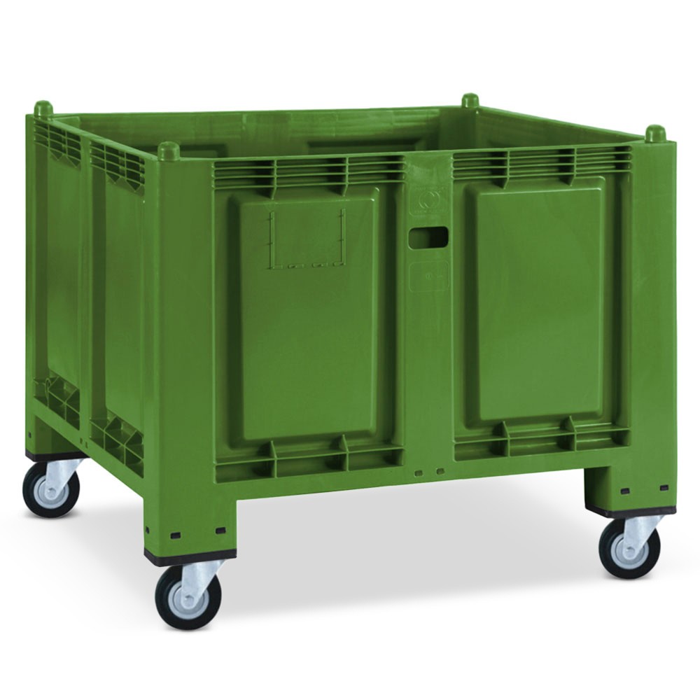 Produktabbildung: Großbehälter aus Polypropylen, 550 Liter, mit Rollen, grün