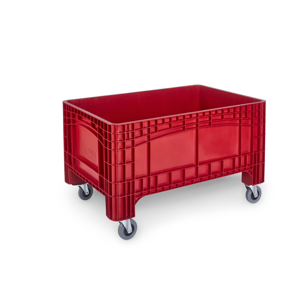 Produktabbildung: Großbehälter L, HxBxT 800 x 1.200 x 580 mm, 354 Liter, 4 Lenkrollen mit Bremse, rot