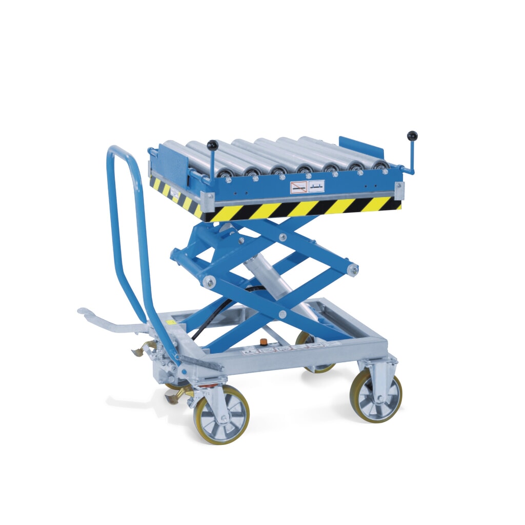 Produktabbildung: Gruse Rollenbahn für Scheren-Hubtischwagen, Plattform BxT 760 x 760 mm