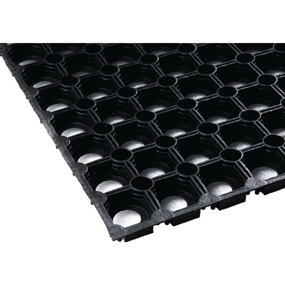 Produktabbildung: Gummi Ringmatte, schwarz NR/SBR, Breite 0,8 m Länge 1,2 m Dicke 22 mm, ohne Gewebeeinlage