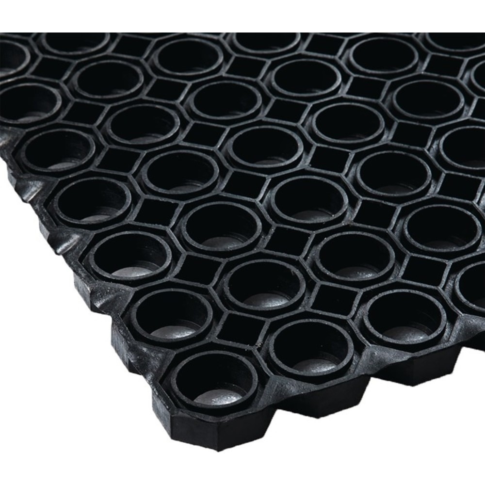 Produktabbildung: Gummi Wabenmatte, schwarz NR/SBR, Breite 1 m Länge 1,5 m Dicke 22 mm, ohne Gewebeeinlage