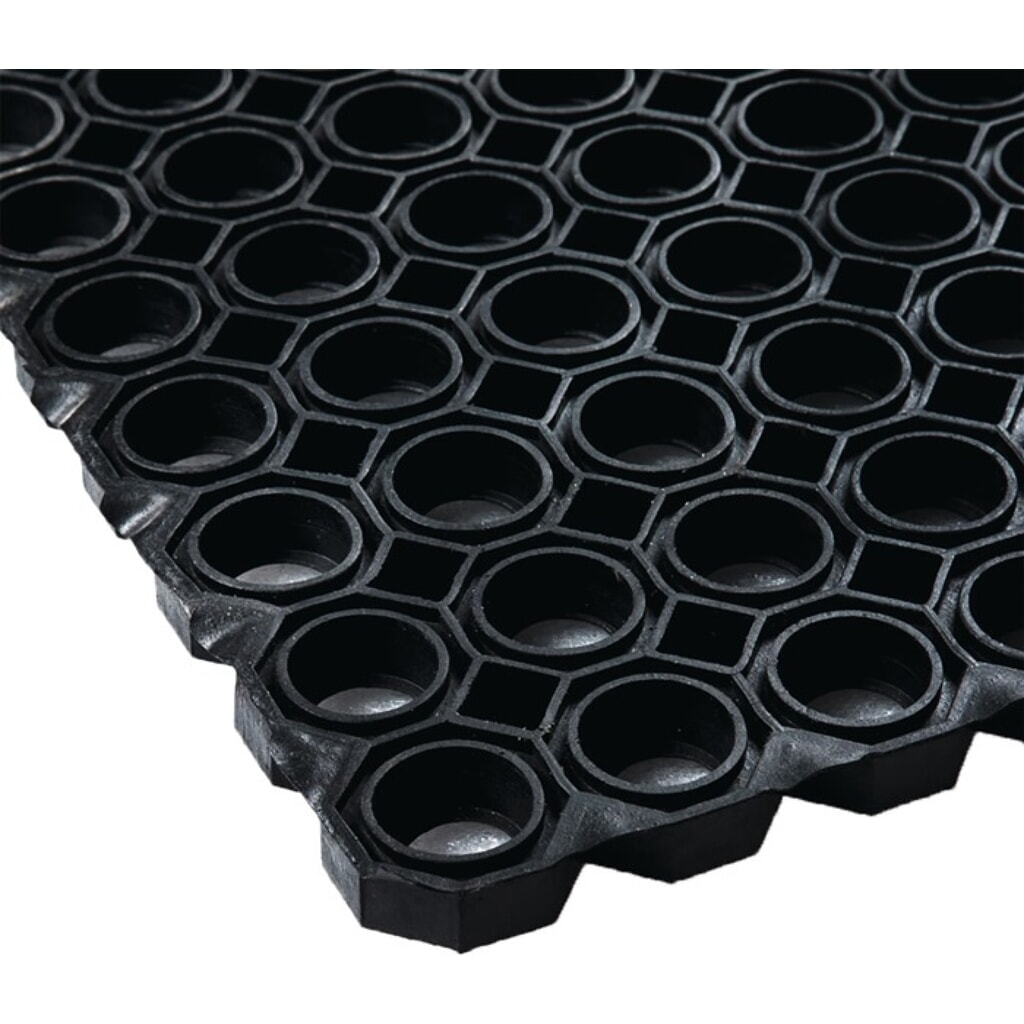 Produktabbildung: Gummi Wabenmatte, schwarz NR/SBR, Breite 1 m Länge 1,5 m Dicke 22 mm, ohne Gewebeeinlage
