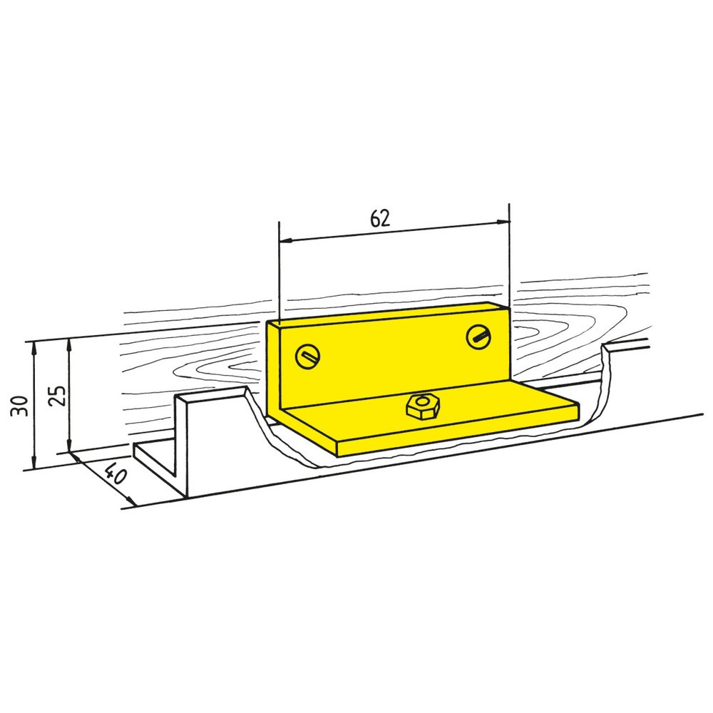 Produktabbildung: HACA Schienenhalter in Winkelform mit Holzschrauben