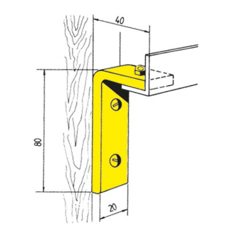 Produktabbildung: HACA Schienenhalter gewinkelt mit Holzschrauben