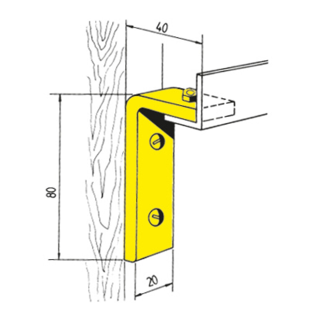 Produktabbildung: HACA Schienenhalter gewinkelt mit Holzschrauben