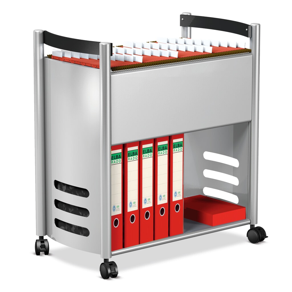 Hängemappenwagen mit Ablageboden, offen, HxBxT 730 x 660 x 375 mm Produktabbildung: Hängemappenwagen mit Ablageboden, offen, HxBxT 730 x 660 x 375 mm